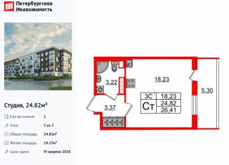 Продаю квартиру студию, 24.8 м2, Санкт-Петербург, муниципальный округ Пулковский Меридиан