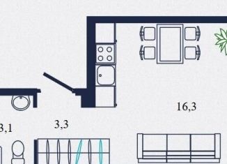 Квартира на продажу студия, 22.7 м2, Тюмень, Центральный округ, улица Мелиораторов, 6А