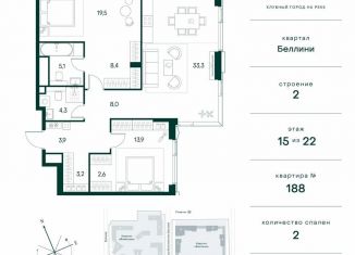 Продаю двухкомнатную квартиру, 102.2 м2, Москва, метро Тушинская