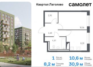 Продается 1-ком. квартира, 30.9 м2, деревня Лаголово, жилой комплекс Квартал Лаголово, 2