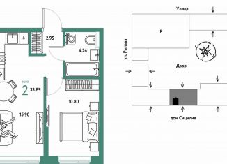 Продается 2-комнатная квартира, 33.9 м2, Тюмень, Калининский округ, Ярославская улица, 9к1