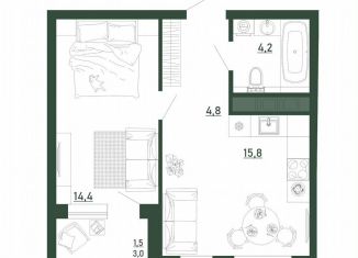 Продается однокомнатная квартира, 40.7 м2, Воронеж, Железнодорожный район