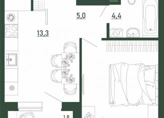 Продам 1-комнатную квартиру, 39 м2, Воронеж, Железнодорожный район