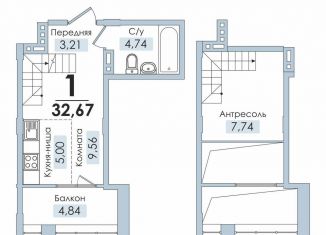 Продажа однокомнатной квартиры, 31.9 м2, Челябинск, Артиллерийская улица, 93