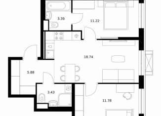 Продается двухкомнатная квартира, 54.4 м2, Бурятия, улица Шмидта, 37А