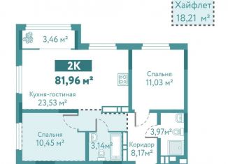 Продажа 2-ком. квартиры, 82 м2, Тюмень, улица Павла Никольского, 10к1блок1, ЖК Акватория