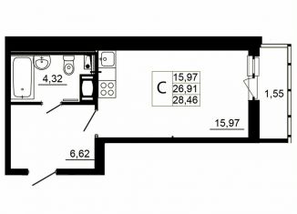 Продается квартира студия, 26.8 м2, Ленинградская область, Заводская улица, 18к2