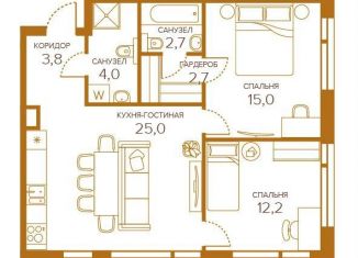 2-ком. квартира на продажу, 65 м2, Москва, жилой комплекс Шампайн, к3, Южнопортовый район