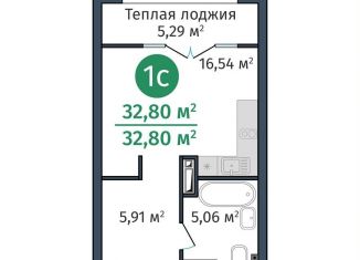 Продажа 1-ком. квартиры, 32.8 м2, Тюмень, ЖК ДОК, Краснооктябрьская улица, 8