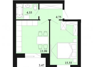 Продажа 1-комнатной квартиры, 40.6 м2, Южноуральск