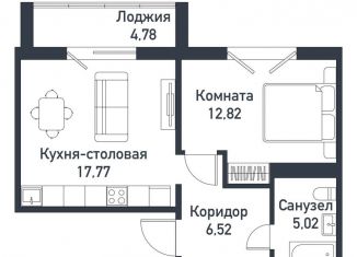 Продается 1-комнатная квартира, 42.2 м2, посёлок Терема