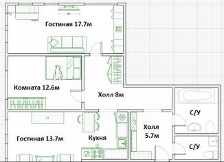 Продам трехкомнатную квартиру, 70.8 м2, Люберцы, улица Кирова, 35А, ЖК Твин Хаус