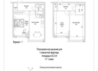 Продаю квартиру со свободной планировкой, 43.2 м2, Кемерово, улица 2-й микрорайон, 23к2, жилой район Лесная Поляна