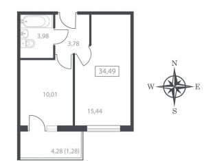 Продается 1-ком. квартира, 34 м2, деревня Борисовичи, Завеличенская улица, 18, ЖК Балтийский Каскад