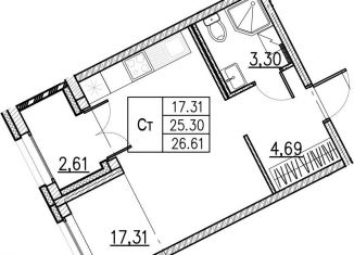 Продам квартиру студию, 26.2 м2, Санкт-Петербург, Комендантский проспект, ЖК Йога