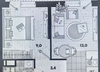 Продам 1-комнатную квартиру, 34.8 м2, Краснодар, ЖК Самолёт-3, улица Западный Обход, 39/2