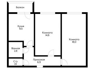 Продам двухкомнатную квартиру, 54 м2, Краснодар, улица Ветеранов, 83к3, микрорайон 2-я Площадка