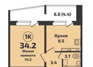 Продам однокомнатную квартиру, 34.2 м2, Новосибирск, ЖК Инфинити, Красный проспект, 329