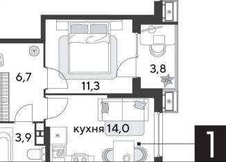 Продаю однокомнатную квартиру, 39.7 м2, Краснодар, ЖК Парк Победы