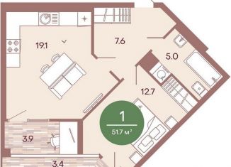 Продажа 1-комнатной квартиры, 51.7 м2, Пензенская область, жилой комплекс Норвуд, с5