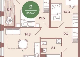 Продается 2-комнатная квартира, 55.6 м2, Пенза, жилой комплекс Норвуд, с4