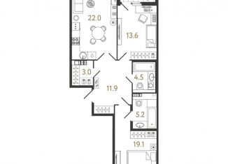 Продается 2-ком. квартира, 79.3 м2, Санкт-Петербург, Миргородская улица, 1, метро Площадь Александра Невского-2