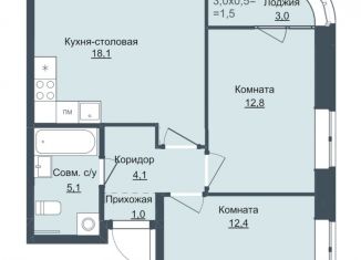 Продаю 2-комнатную квартиру, 53.5 м2, Ижевск