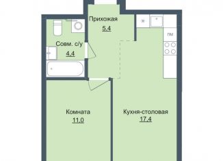 Продам однокомнатную квартиру, 38.3 м2, Ижевск, ЖК Истории