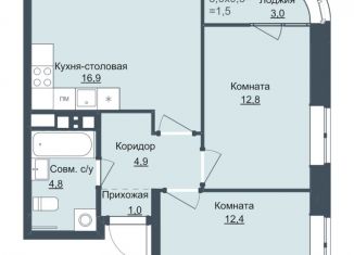 Продажа двухкомнатной квартиры, 52.7 м2, Ижевск, ЖК Истории
