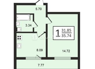 Продается 1-комнатная квартира, 39.6 м2, Нижний Новгород, ЖК Новый Город