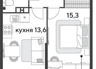 Продаю 1-комнатную квартиру, 40.8 м2, Краснодар, ЖК Парк Победы