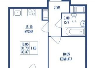 Продам однокомнатную квартиру, 35 м2, Санкт-Петербург, Комендантский проспект, муниципальный округ Озеро Долгое