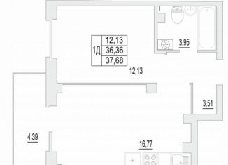Продажа однокомнатной квартиры, 37.6 м2, Псков, ЖК Смарт-квартал, Инженерная улица, 125
