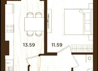 1-комнатная квартира на продажу, 37.6 м2, Калининград, Батальная улица, ЖК Дом на Батальной