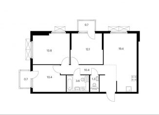 Продам 3-ком. квартиру, 72.4 м2, деревня Новое Девяткино