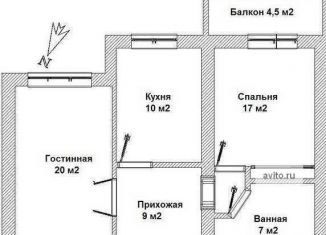 2-комнатная квартира в аренду, 68 м2, Москва, Беговая улица, 26, Беговая улица