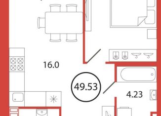 Продам 1-комнатную квартиру, 49.5 м2, Ленинградская область