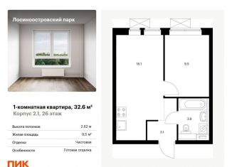 Продается 1-ком. квартира, 32.6 м2, Москва, жилой комплекс Лосиноостровский Парк, к2/1, ЖК Лосиноостровский Парк