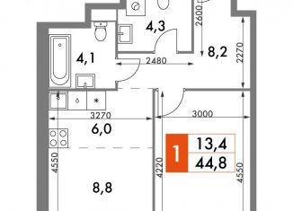Продам 2-комнатную квартиру, 44.8 м2, Москва, ЖК Архитектор, улица Академика Волгина, 2с3