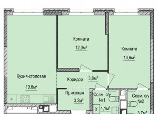 Продается 2-комнатная квартира, 60.8 м2, Ижевск, Устиновский район