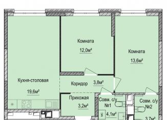 Продается 2-комнатная квартира, 60.8 м2, Удмуртия