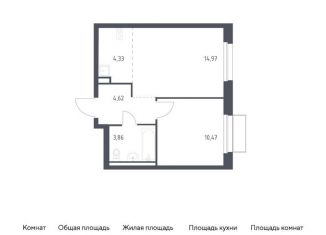 Продажа двухкомнатной квартиры, 38.3 м2, поселение Филимонковское, жилой комплекс Квартал Марьино, к2