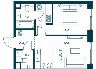 Продам 1-комнатную квартиру, 42.9 м2, Москва, район Аэропорт