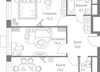 Двухкомнатная квартира на продажу, 60.6 м2, Москва, станция Немчиновка