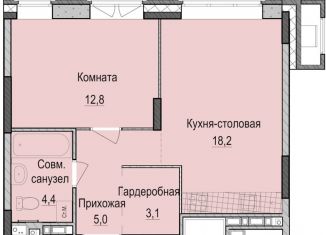 Продаю однокомнатную квартиру, 43.5 м2, Казань