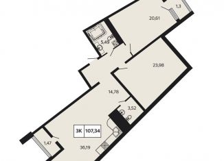 Продажа трехкомнатной квартиры, 107.3 м2, Сочи