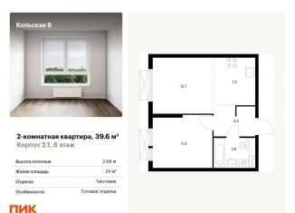 Продам 2-комнатную квартиру, 39.6 м2, Москва, Бабушкинский район