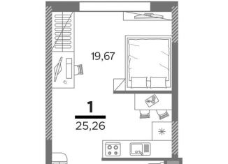 Продам 1-комнатную квартиру, 25.3 м2, Рязанская область, улица Александра Полина, 2