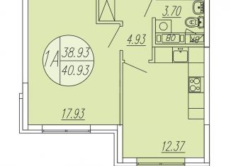 Продажа 1-ком. квартиры, 40.9 м2, деревня Шолохово