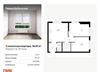 Двухкомнатная квартира на продажу, 45.6 м2, Москва, Южнопортовый район
